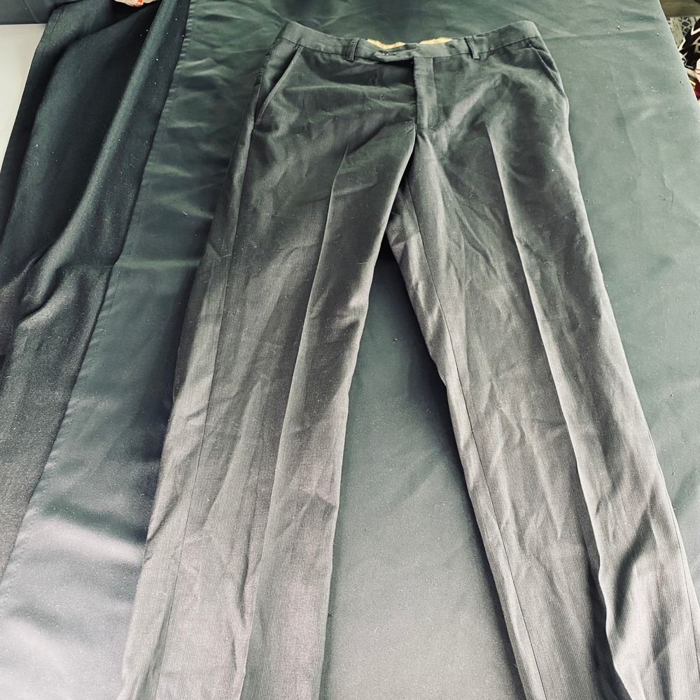 Vitarelli Italy Mens Dress Pants 32R Black Textured Flat Front Trousers